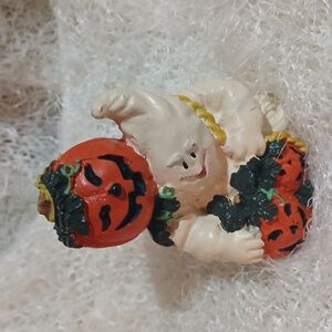 Halloween Pumpkin and Ghost Figurine